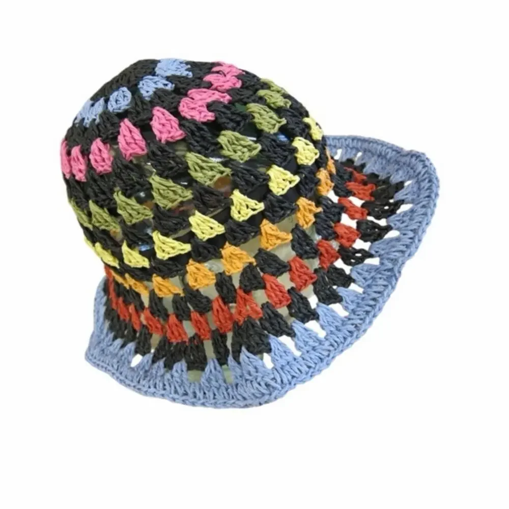 Karl Lagerfeld Paris Striped Bucket Hat | Multicolor Crochet Straw